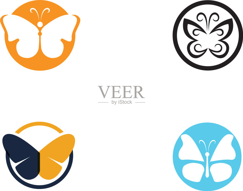 彩色蝴蝶简约图标Logo图标素材
