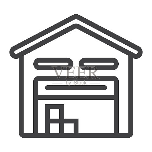 仓库物流配送线性图标图标素材
