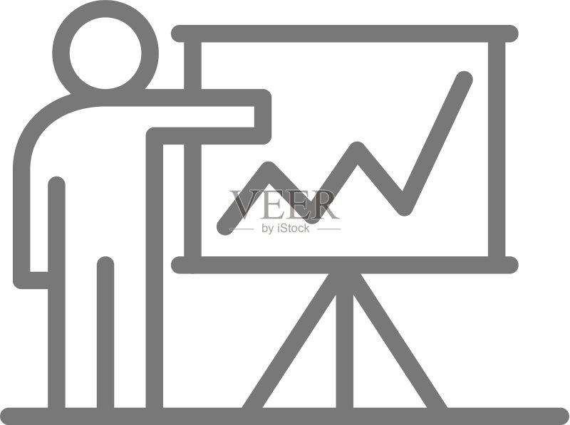 带有演示线条图标的教师或男人图标素材
