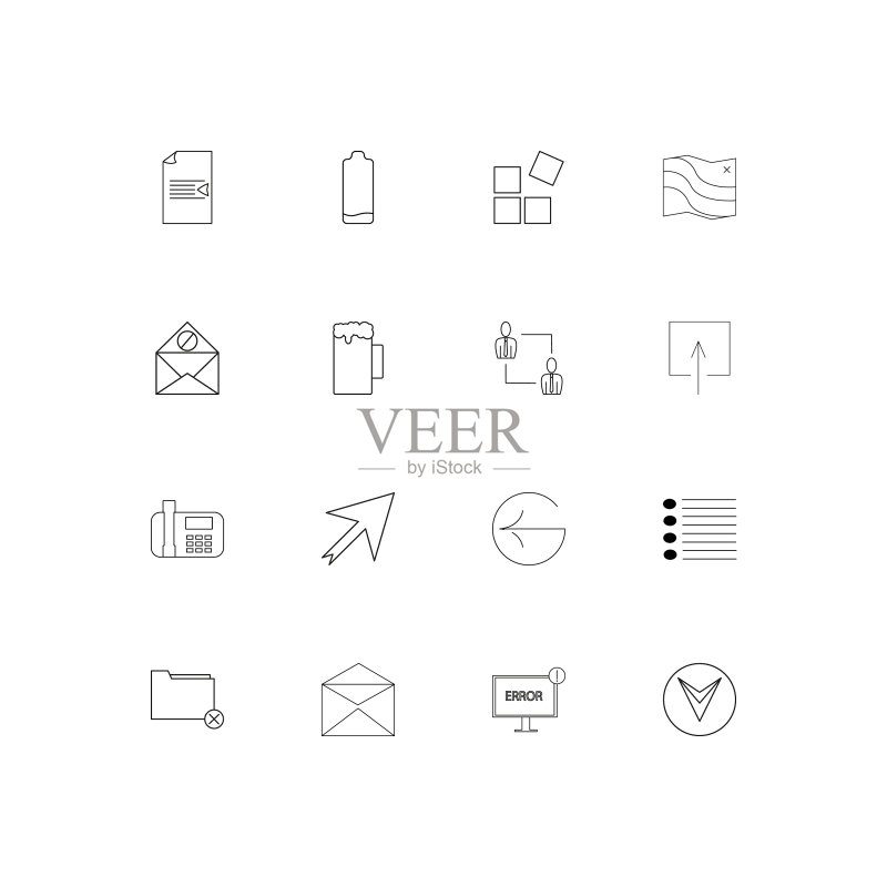 Web应用程序线性细图标集图标素材