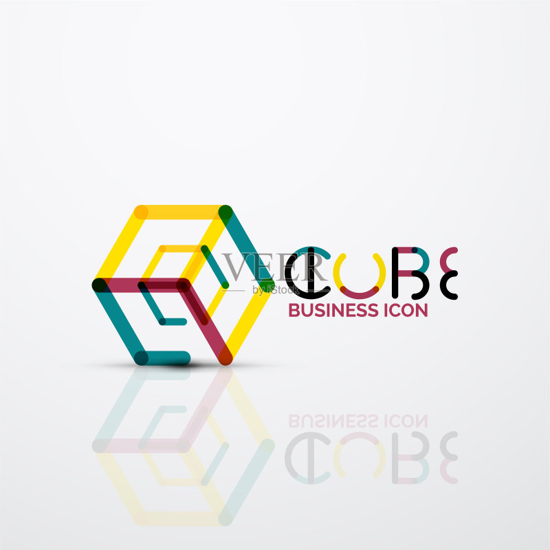 立方体概念logo线条图标素材