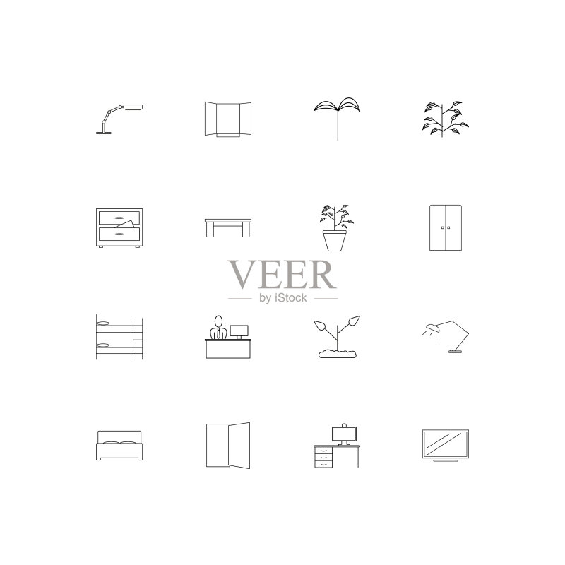 家具简单的线性图标设置概述图标图标素材