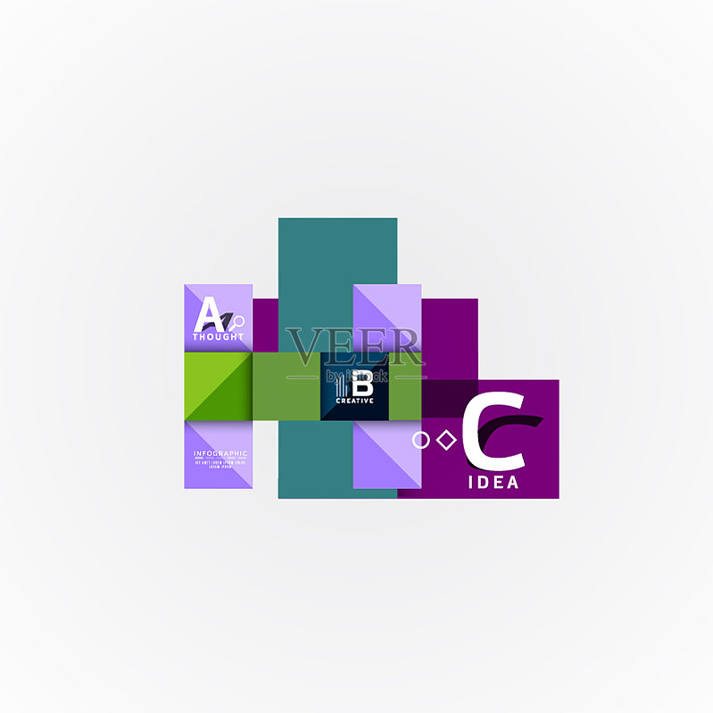 纸信息图表横幅模板与一个b c图标素材