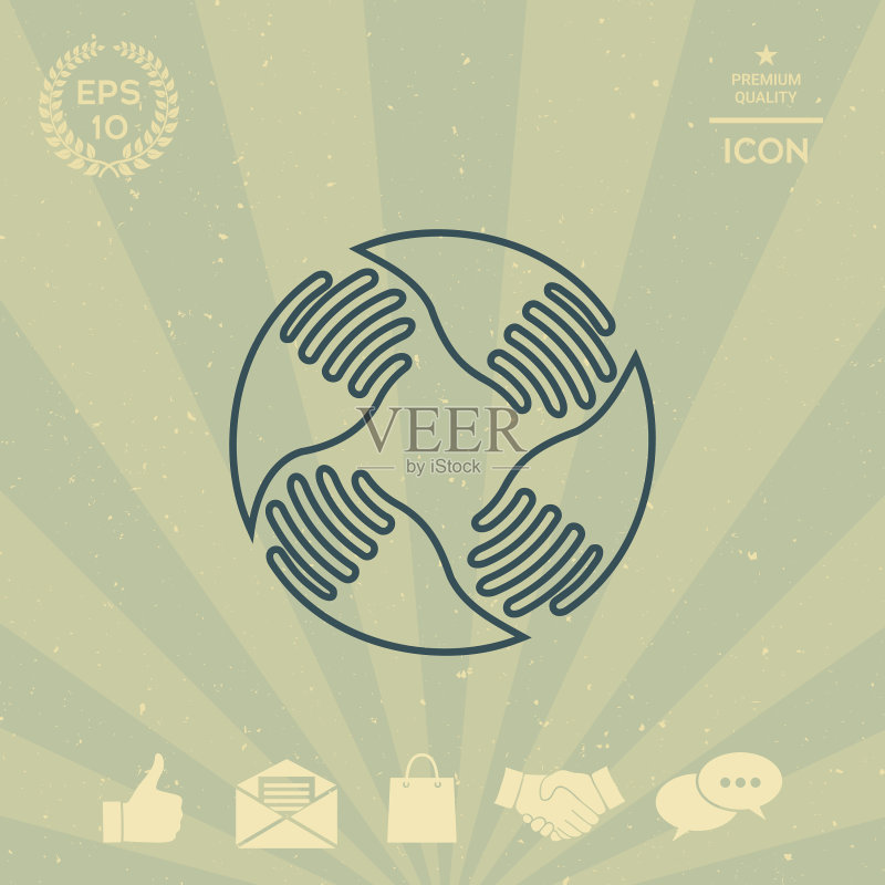 团队合作之手logo人形连接线条图标图标素材