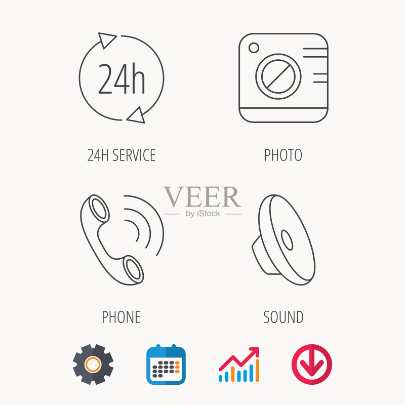 24小时电话服务和声音图标图标素材