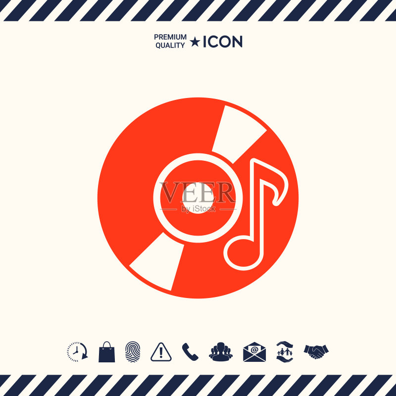 带音乐符号的CD/DVD光盘图标图标素材