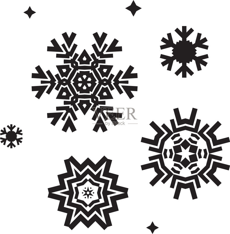 雪花黑色扁平图标集图标素材
