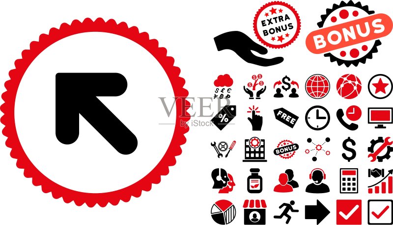 带奖励的左上箭头扁平图标图标素材
