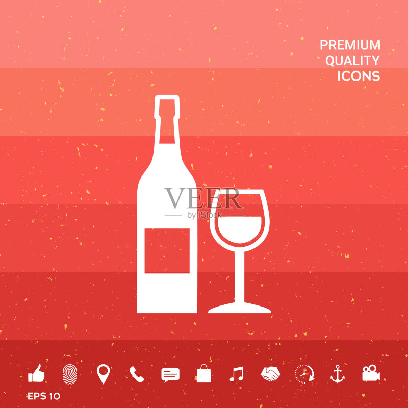 葡萄酒瓶和酒杯图标图标素材