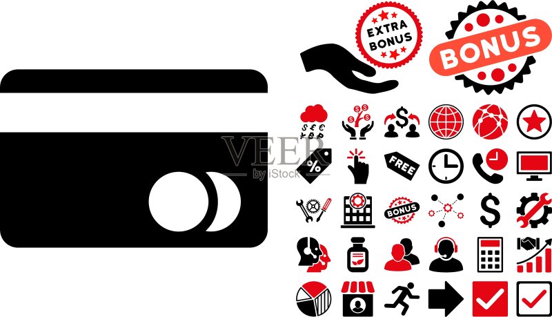 银行卡扁平图标(含赠品)图标素材