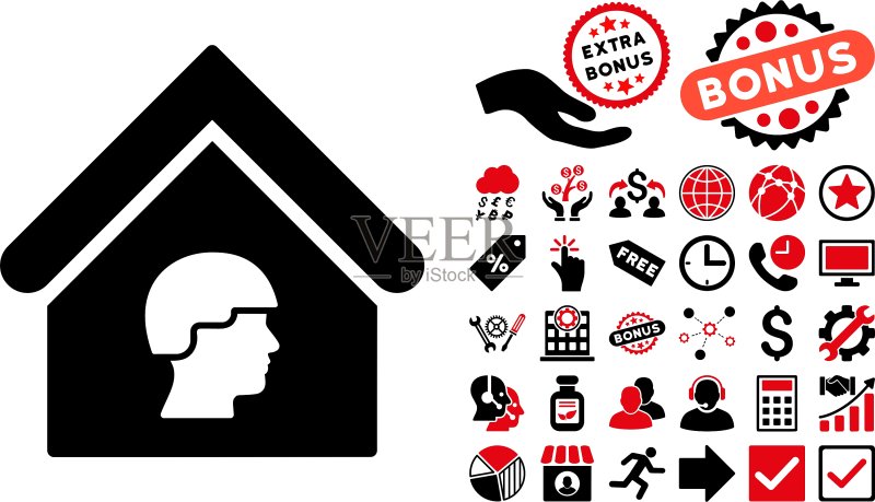 带奖励的军营建筑扁平图标图标素材