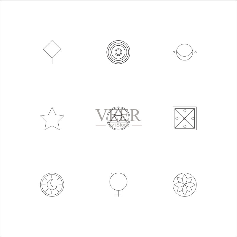 占星术轮廓图标集图标素材