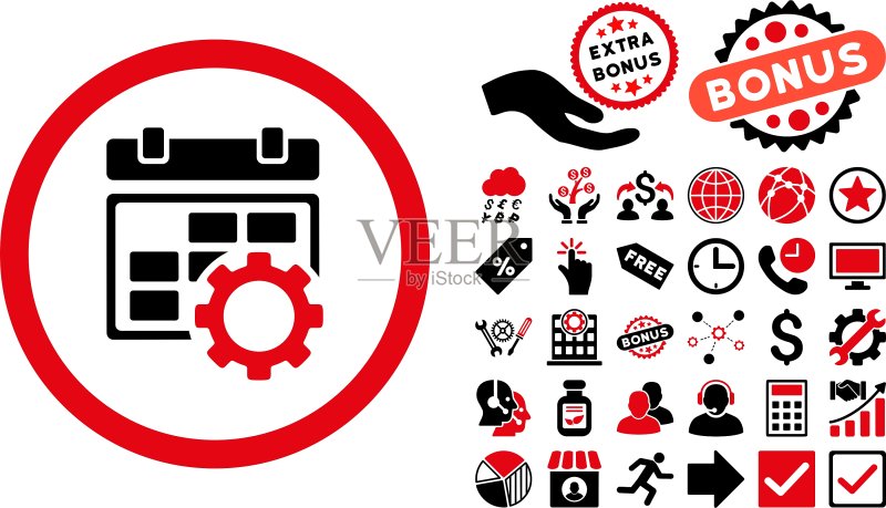 日历设置扁平图标(含赠品)图标素材