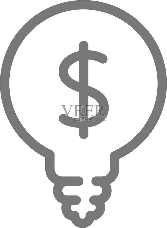 带美元线图标符号的简约灯泡图标素材
