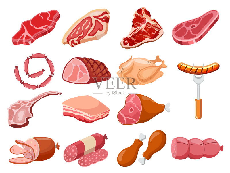 新鲜肉类图标合集图标素材