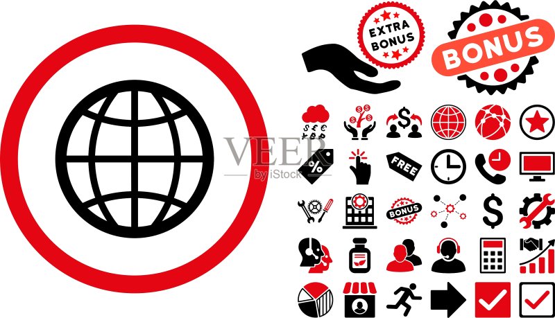 带赠品的地球仪扁平图标图标素材