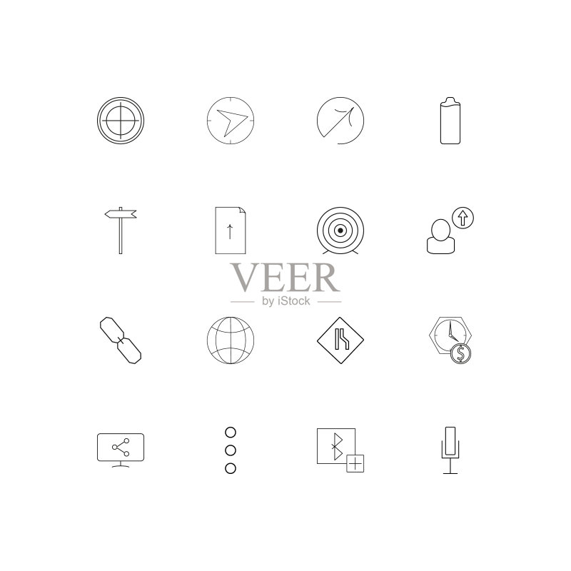 Web应用程序线性细图标集图标素材