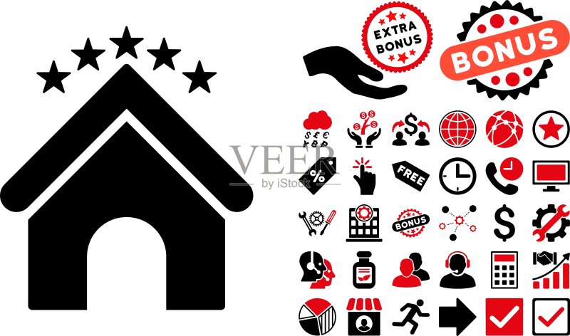 酒店星级扁平图标及赠品图标素材