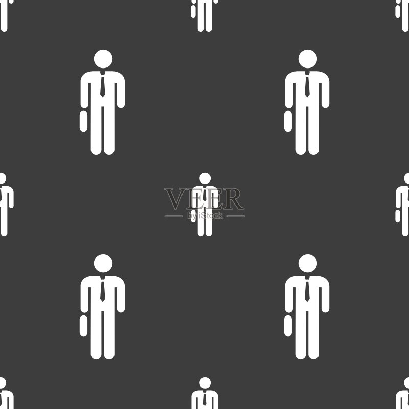 灰色背景上的商人图标无缝图案图标素材