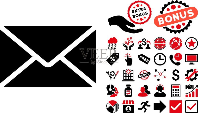 带赠品的扁平邮件信封图标图标素材