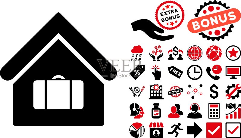 带奖励的行李房扁平图标图标素材