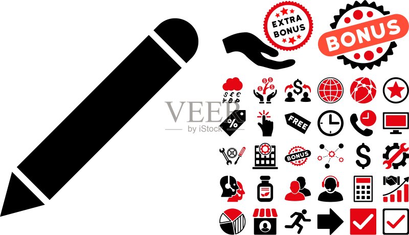 铅笔扁平图标,含赠品图标素材