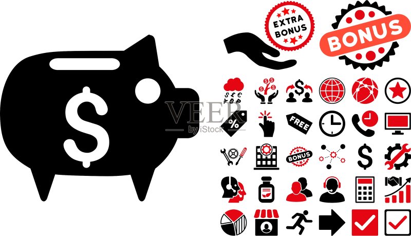 带奖励的扁平风格存钱罐图标图标素材