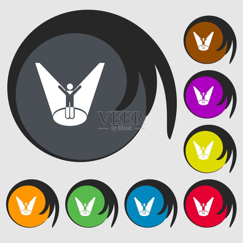 聚光灯图标标志,八种颜色符号图标素材