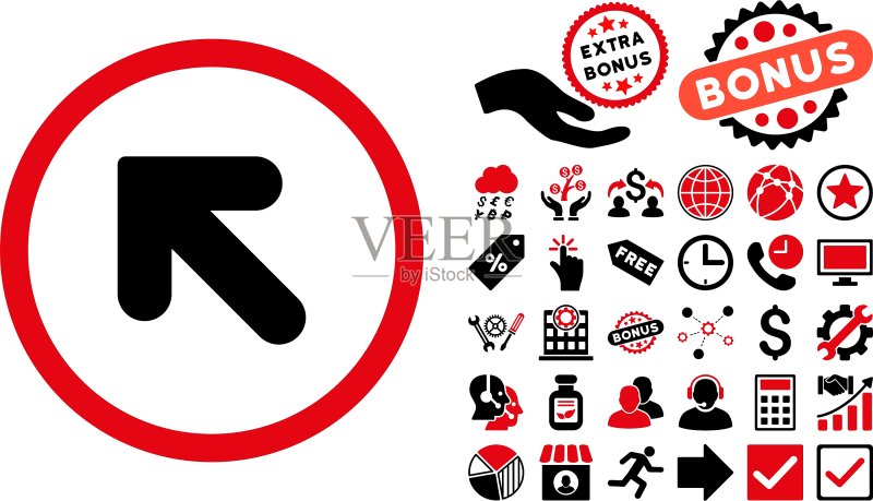 带奖励的左上箭头扁平图标图标素材