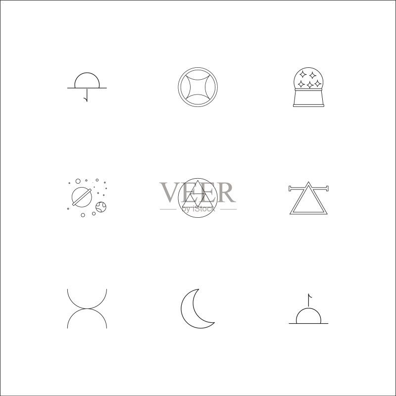 占星术轮廓图标集图标素材
