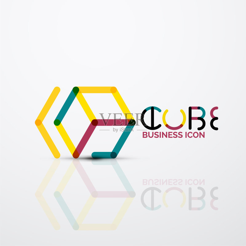 立方体概念logo线条图标素材