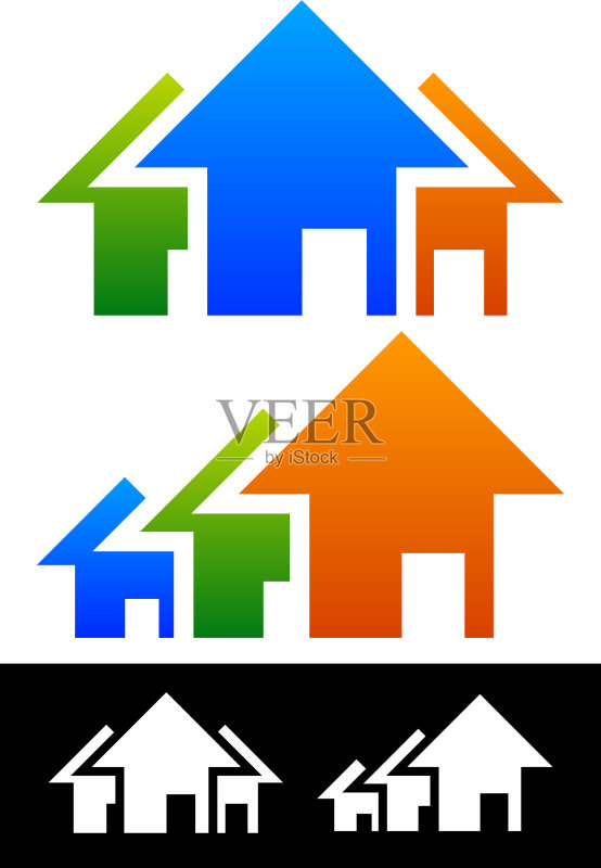 房地产概念房屋组合图标素材