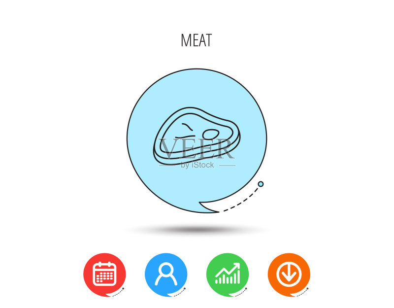 肉类图标:牛肉牛排标志图标素材