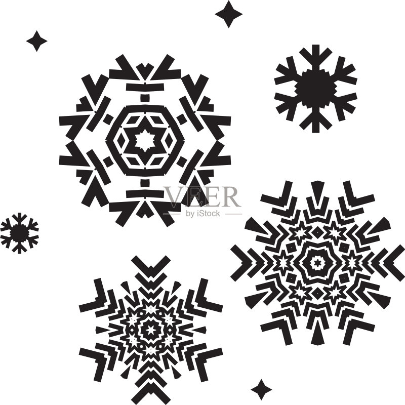 雪花黑色扁平图标集图标素材