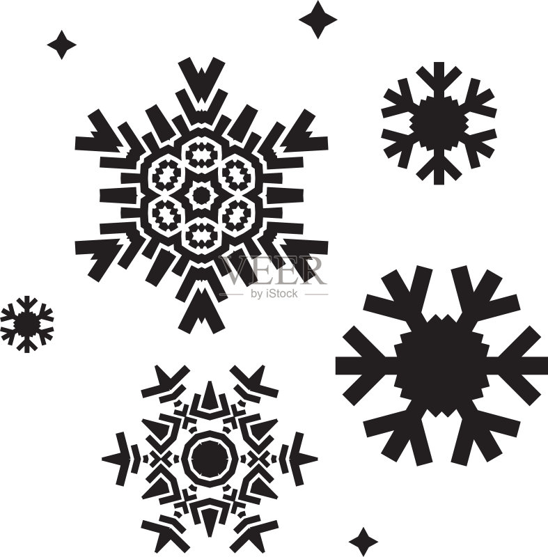 雪花黑色扁平图标集图标素材