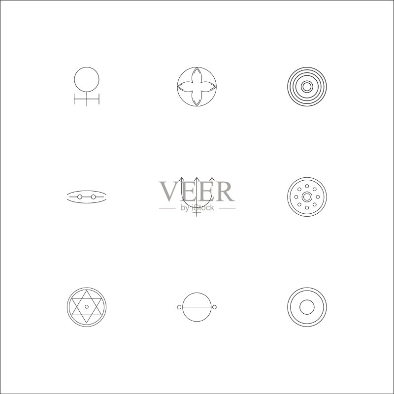 占星术轮廓图标集图标素材