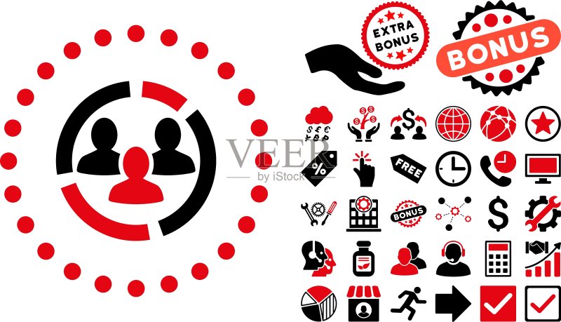人口统计图表扁平图标附赠图标素材
