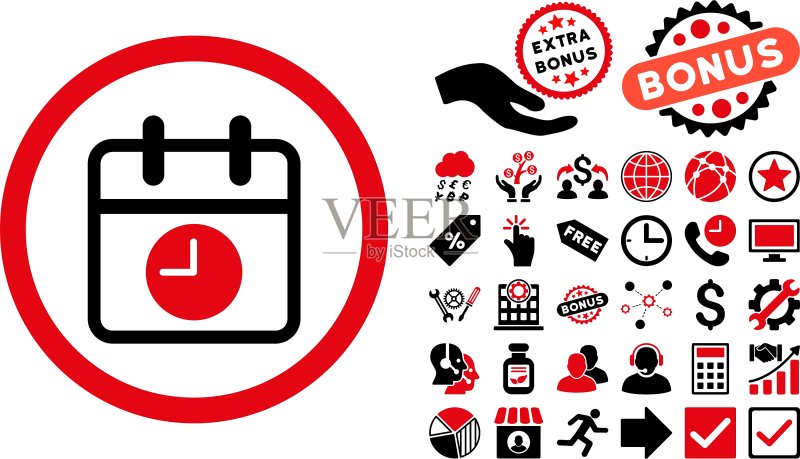 日期和时间扁平图标(含赠品)图标素材