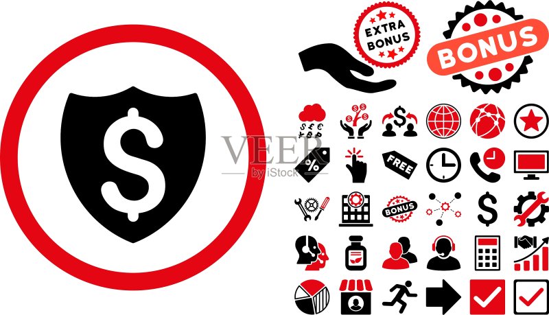 带奖励的金融盾牌扁平图标图标素材