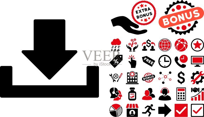 下载扁平风格图标,含赠品图标素材