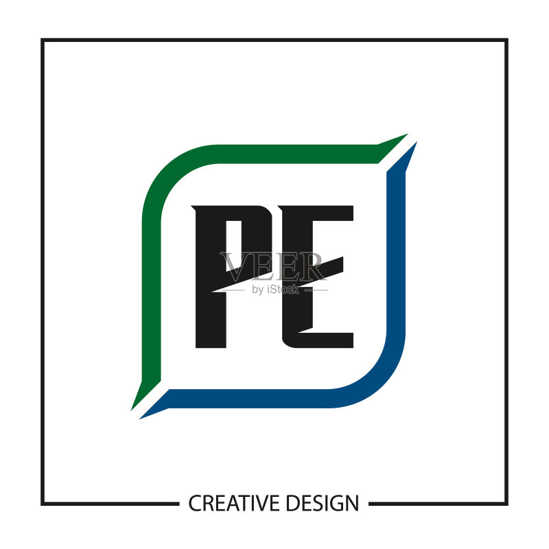 字母PE logo模板设计图标素材