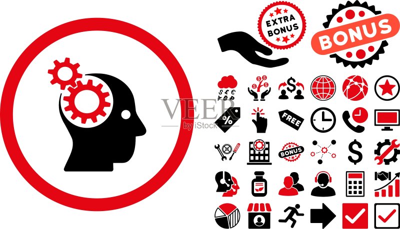 带奖励的智慧齿轮扁平图标图标素材