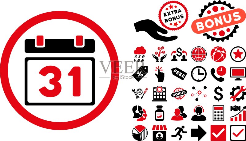 上个月的最后一天扁平图标与赠品图标素材