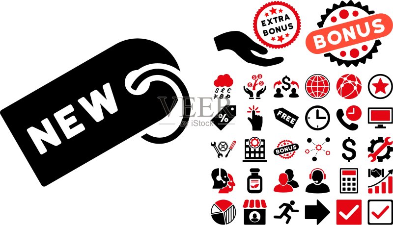 带奖励的新标签扁平图标图标素材
