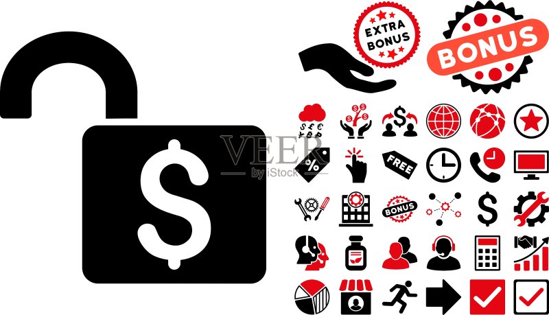 开放式银行锁扁平图标及赠品图标素材