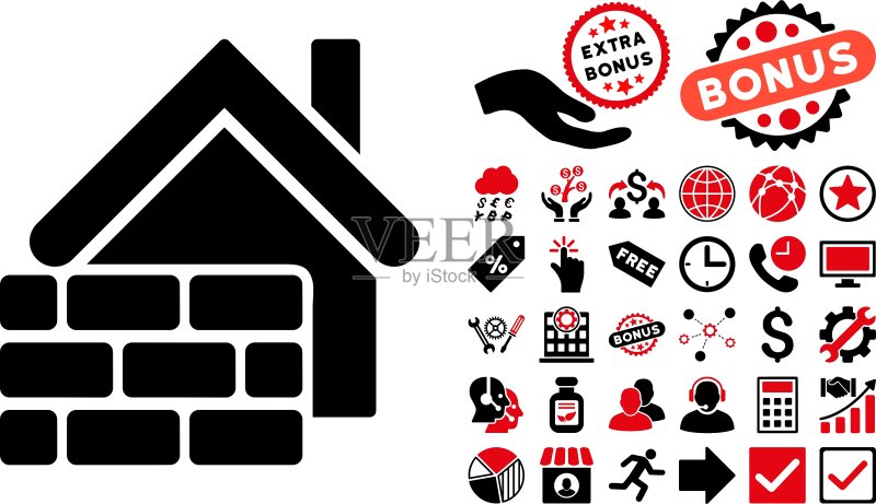 带奖励的砖墙平面图标图标素材