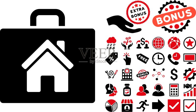 房地产案例扁平图标(含赠品)图标素材