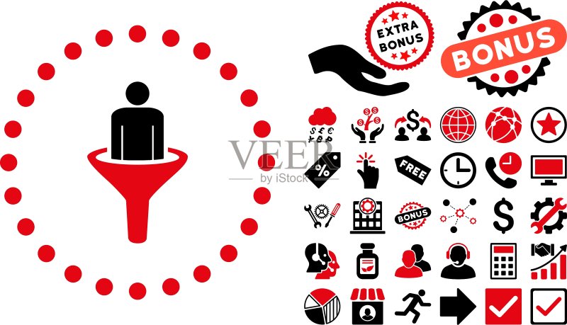 带赠品的销售漏斗扁平图标图标素材