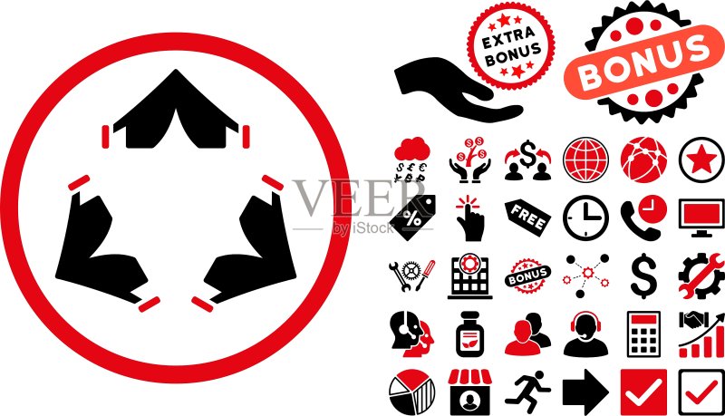 帐篷营地扁平风格图标图标素材