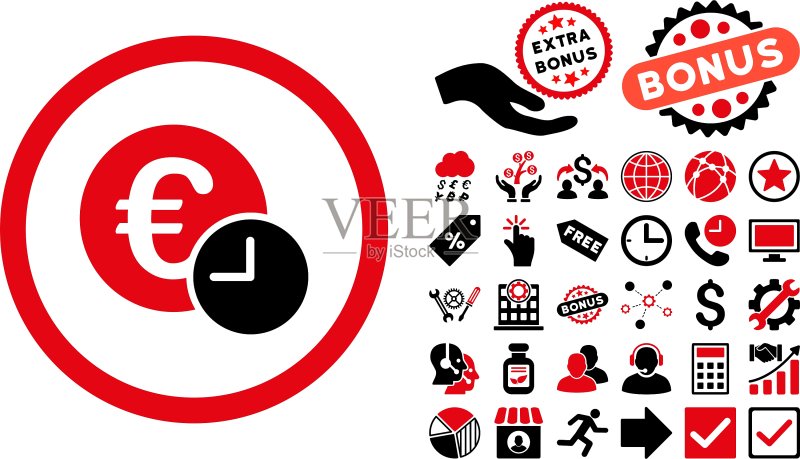 带奖励的欧元信用卡扁平图标图标素材